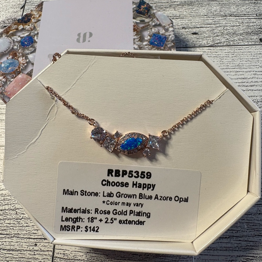 Choose Happy Blue and Silver Necklace Oct bday bomb party